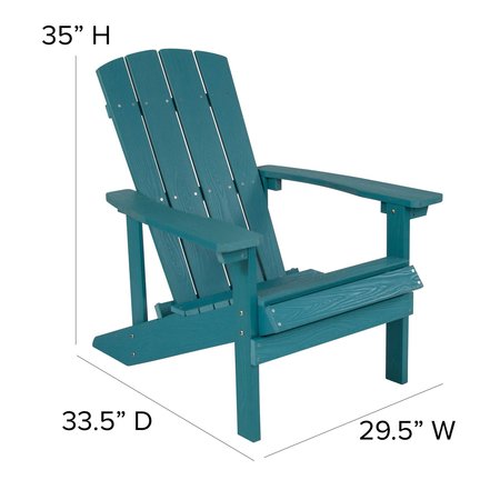 Flash Furniture Set of 4 Charlestown All-Weather Poly Resin Wood Adirondack Chairs in Sea Foam 4-JJ-C14501-SFM-GG